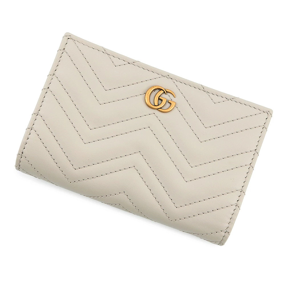 Gucci Bi fold Wallet GG Marmont Double G Wallet Chevron Quilting
